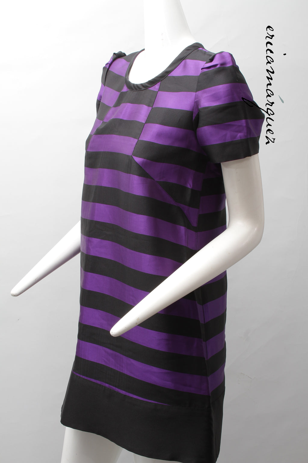 SONIA by SONIA RYKIEL, Babydoll Dress, Purple and Black Stripes