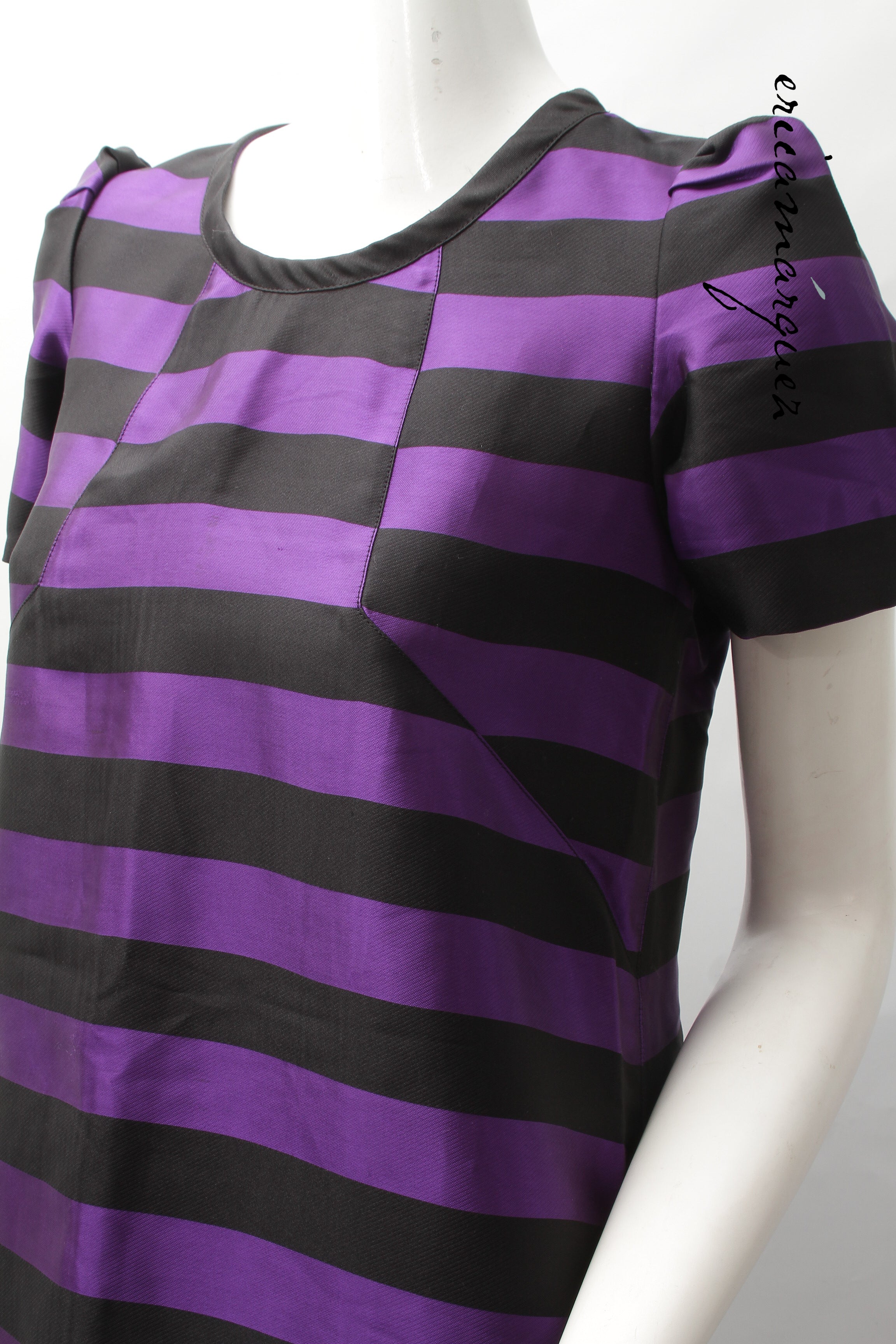 SONIA by SONIA RYKIEL, Babydoll Dress, Purple and Black Stripes