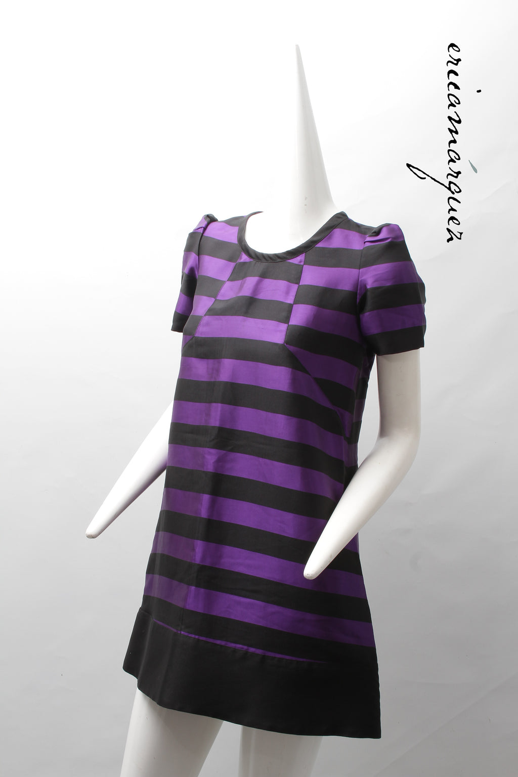 SONIA by SONIA RYKIEL, Babydoll Dress, Purple and Black Stripes