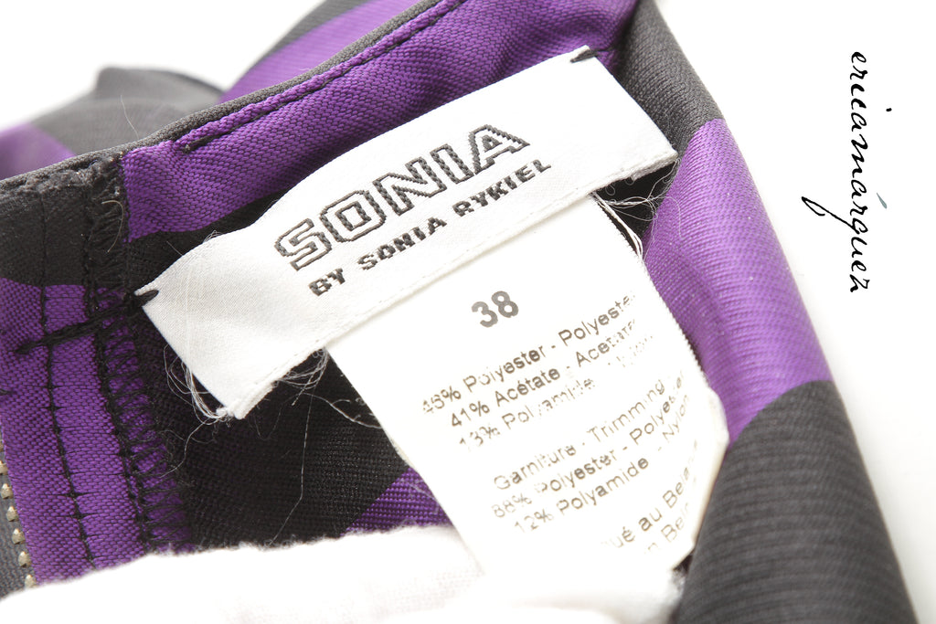 SONIA by SONIA RYKIEL, Babydoll Dress, Purple and Black Stripes