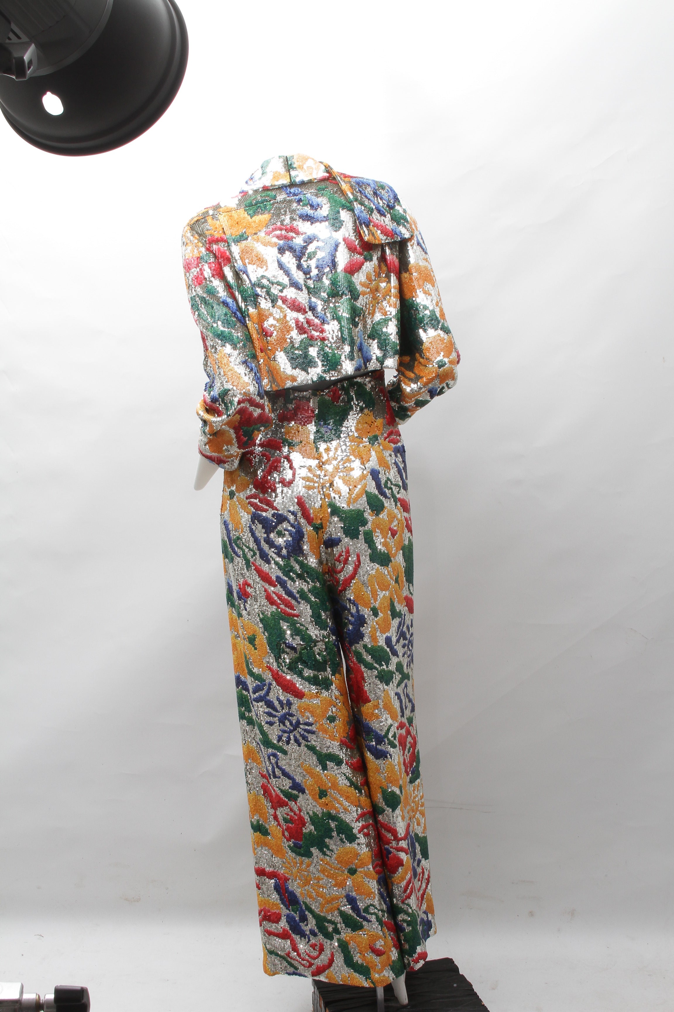 SCHIAPARELLI, embroidered sequin suit with a surrealist floral print, S/S 2022