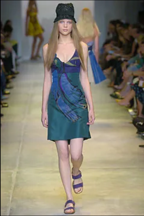 PRADA Spring 2005 Ready-to-Wear Silk Peacock Dress