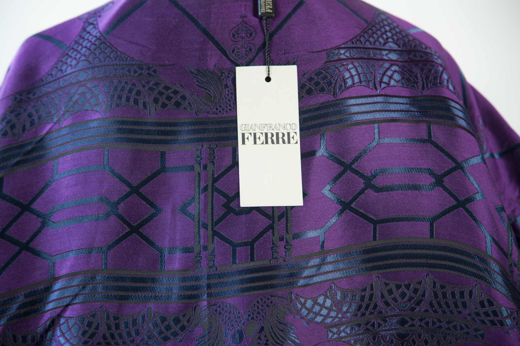 GIANFRANCO FERRE, Crimson Wool and Alpaca, Oversized Cocoon Coat with Purple Silk Lining, c. 1978