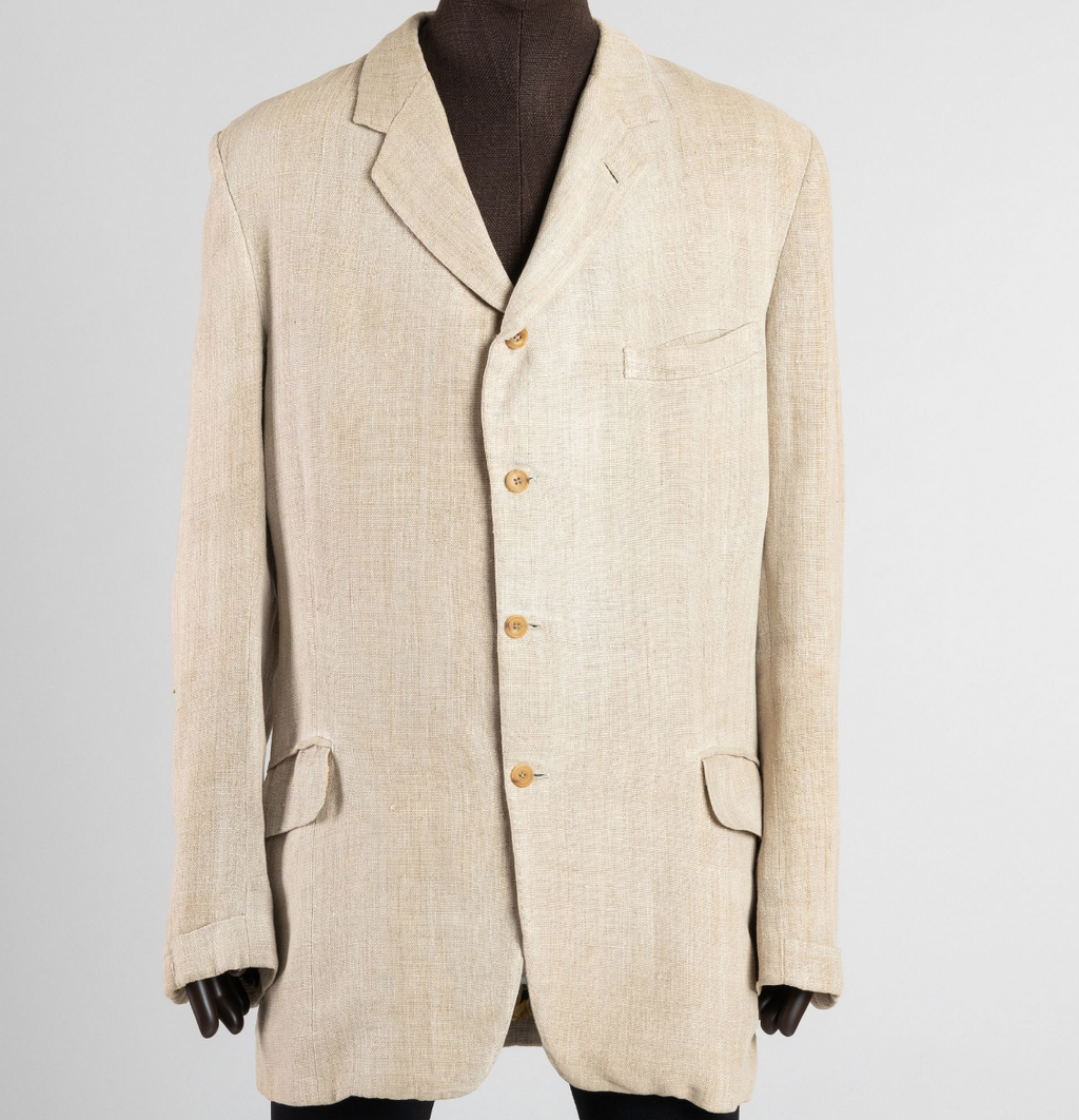 Welsh & Jefferies, custom tailored linen and silk, bulldog print, lined blazer, Estate of André Leon Talley