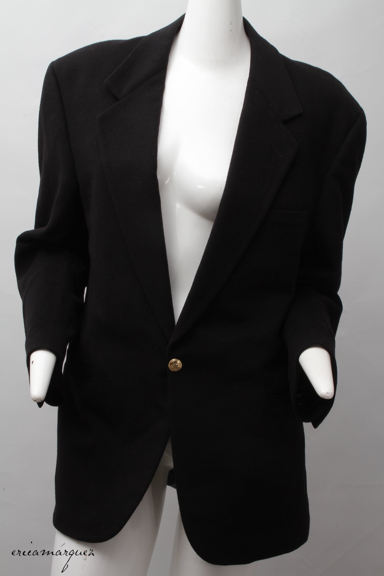 VERSACE x BERNINI Beverly Hills, V2 Blazer, Black Cashmere, Plaid Patchwork Lining and Gold Tone Buttons