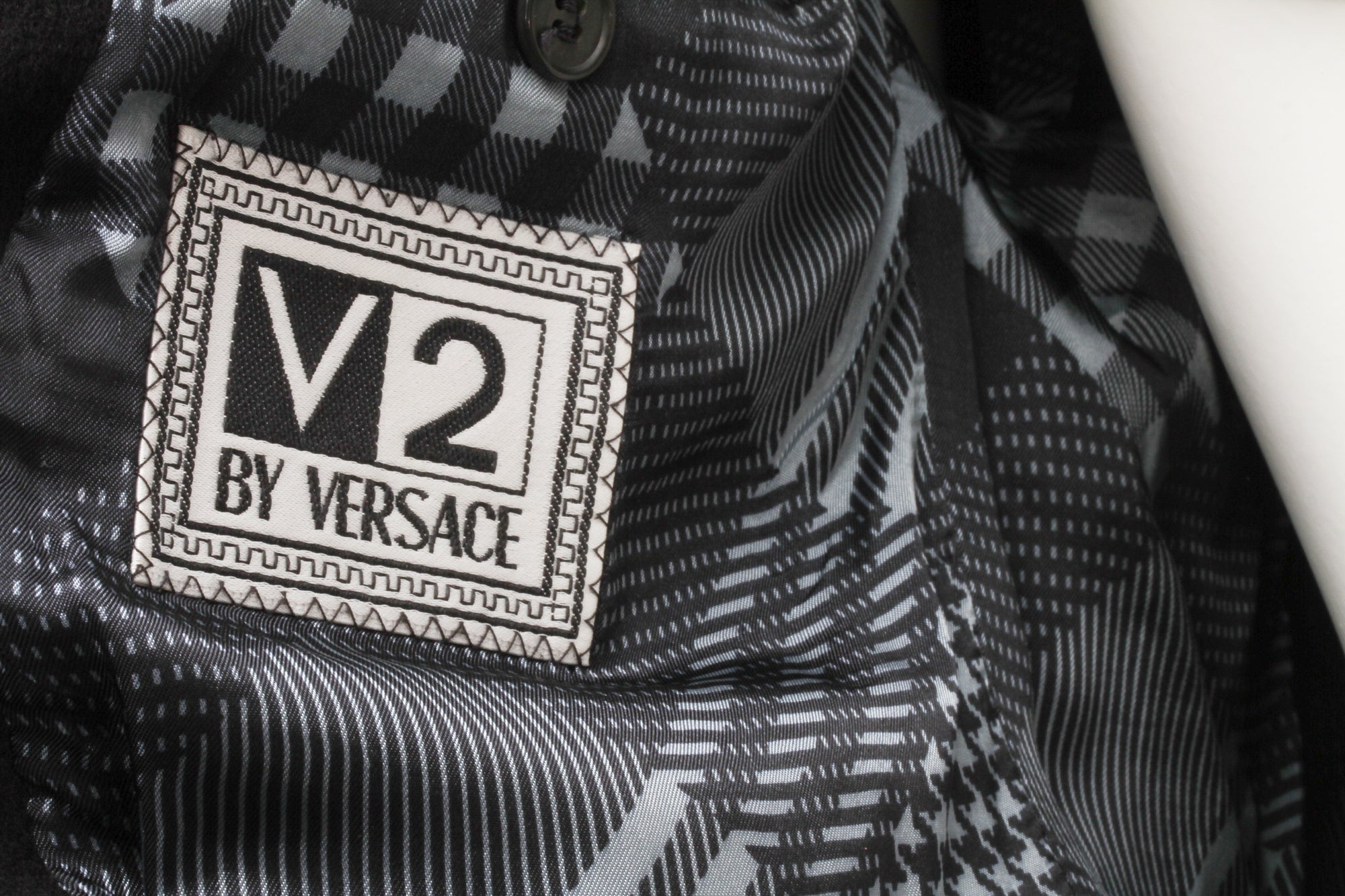 VERSACE x BERNINI Beverly Hills, V2 Blazer, Black Cashmere, Plaid Patchwork Lining and Gold Tone Buttons