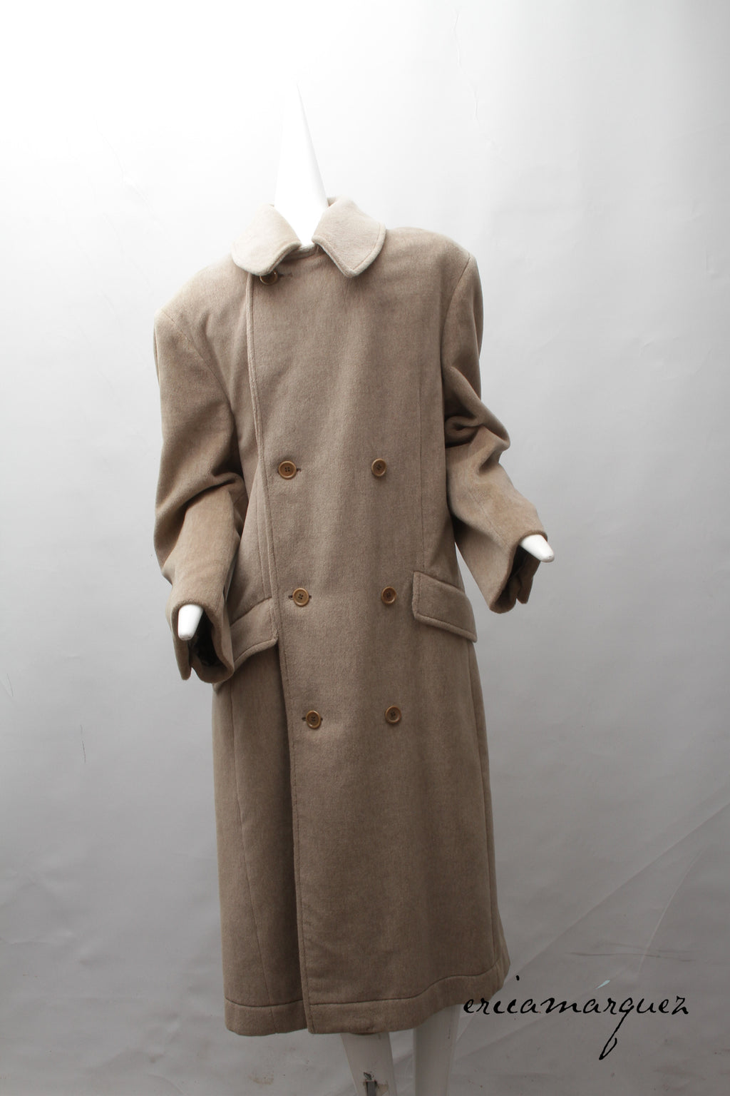 VALENTINO, Honey Color, Velour, Long Overcoat, Right and Left Buttons, F/W 1989