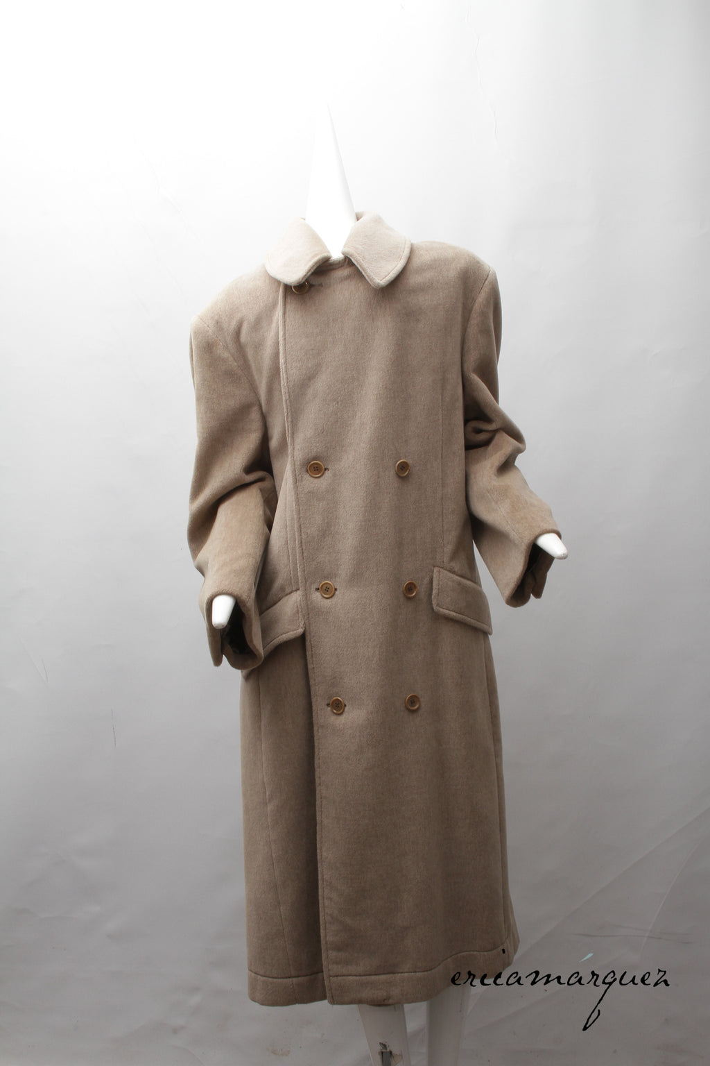 VALENTINO, Honey Color, Velour, Long Overcoat, Right and Left Buttons, F/W 1989
