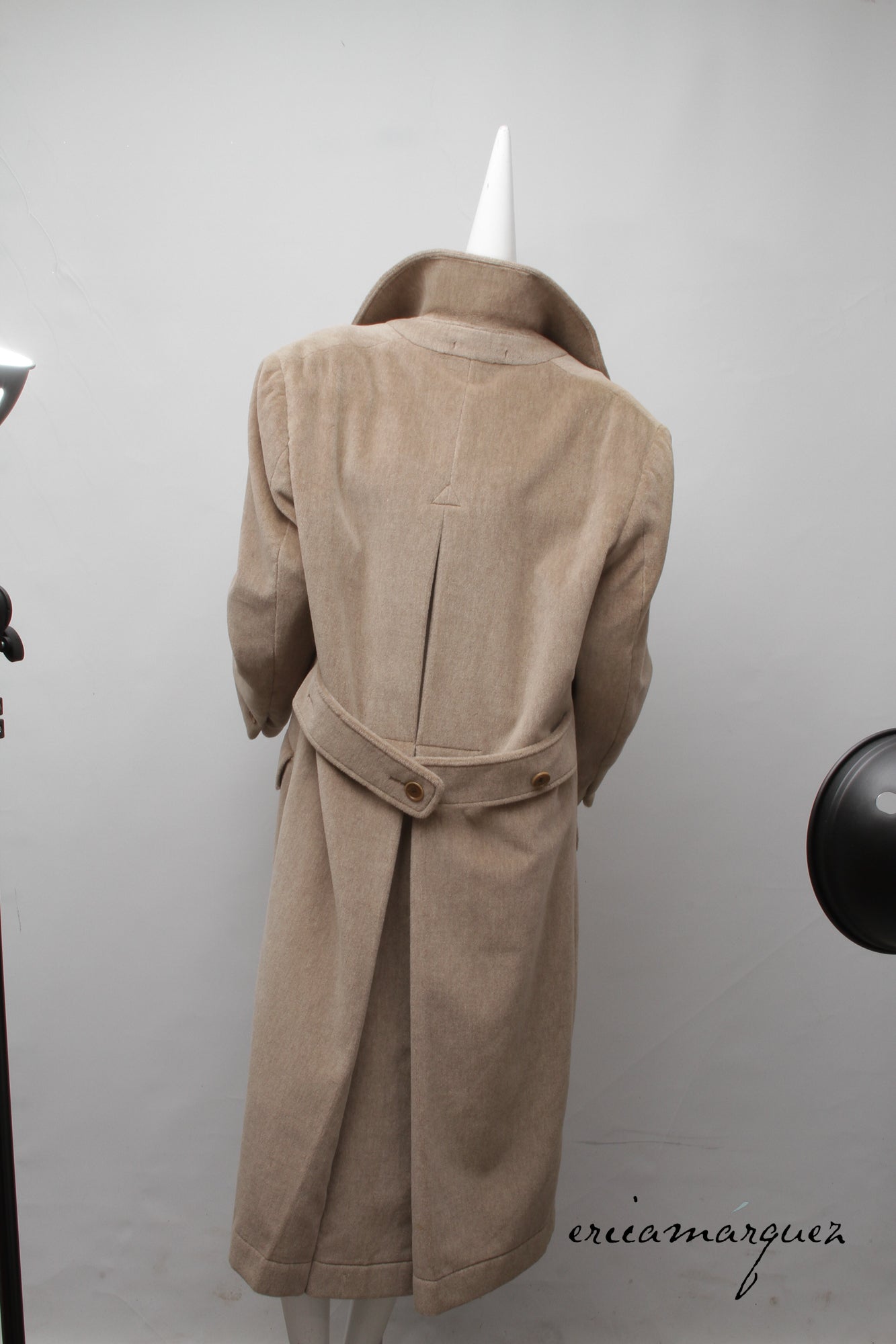 VALENTINO, Honey Color, Velour, Long Overcoat, Right and Left Buttons, F/W 1989