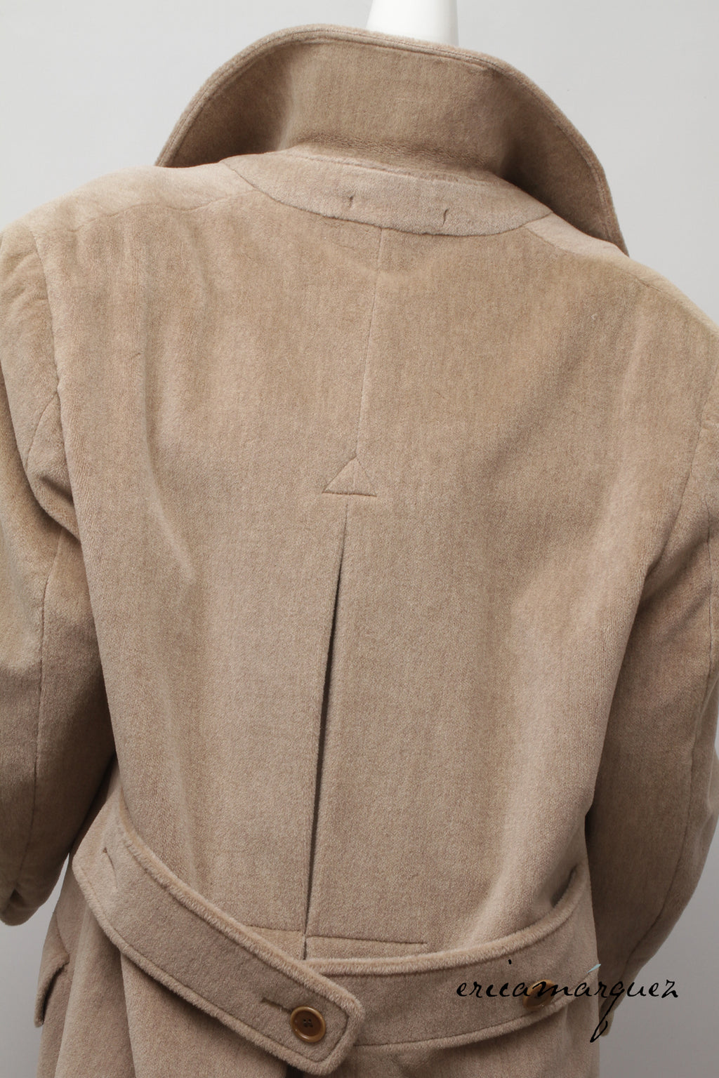 VALENTINO, Honey Color, Velour, Long Overcoat, Right and Left Buttons, F/W 1989