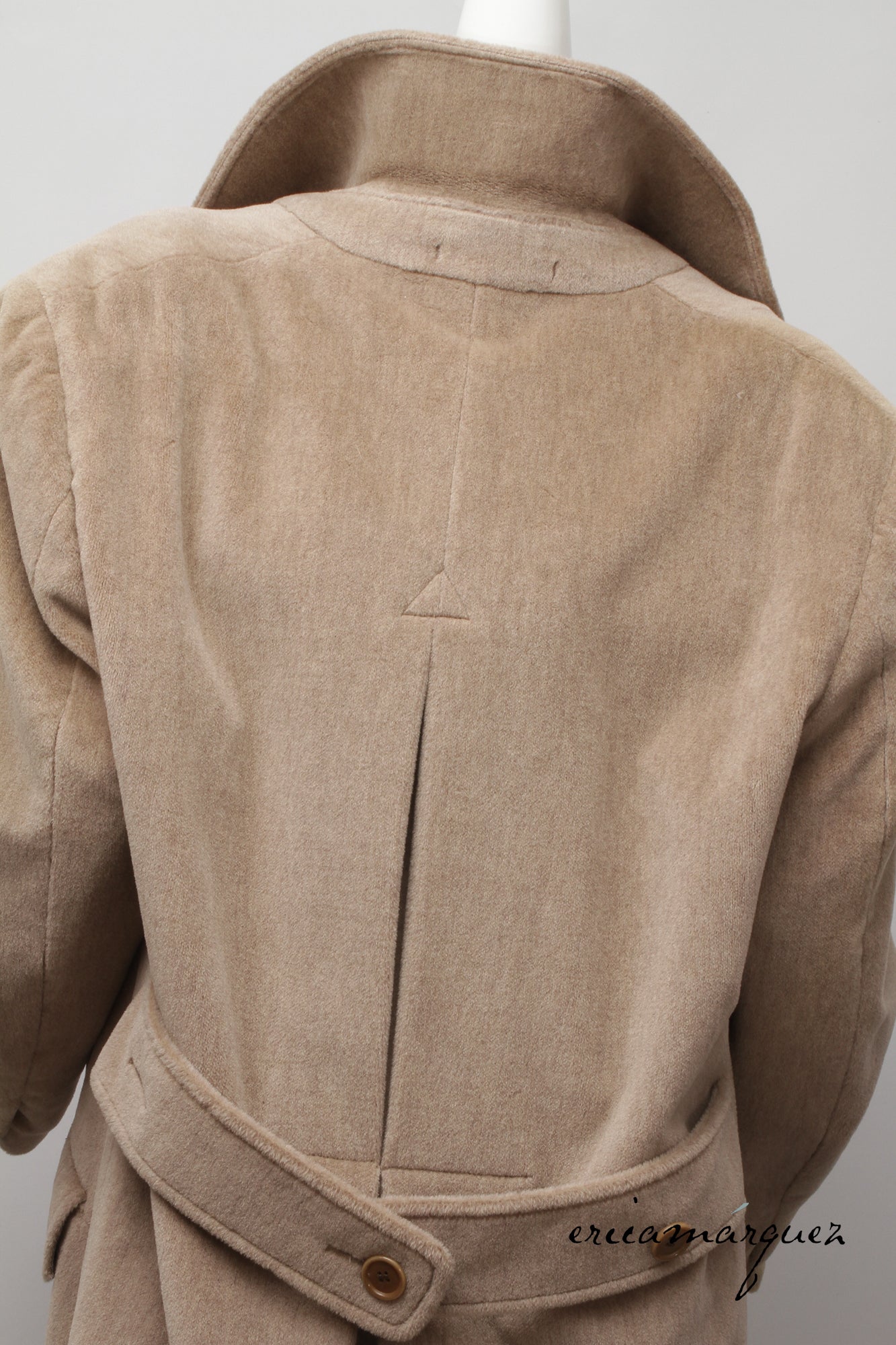 VALENTINO, Honey Color, Velour, Long Overcoat, Right and Left Buttons, F/W 1989