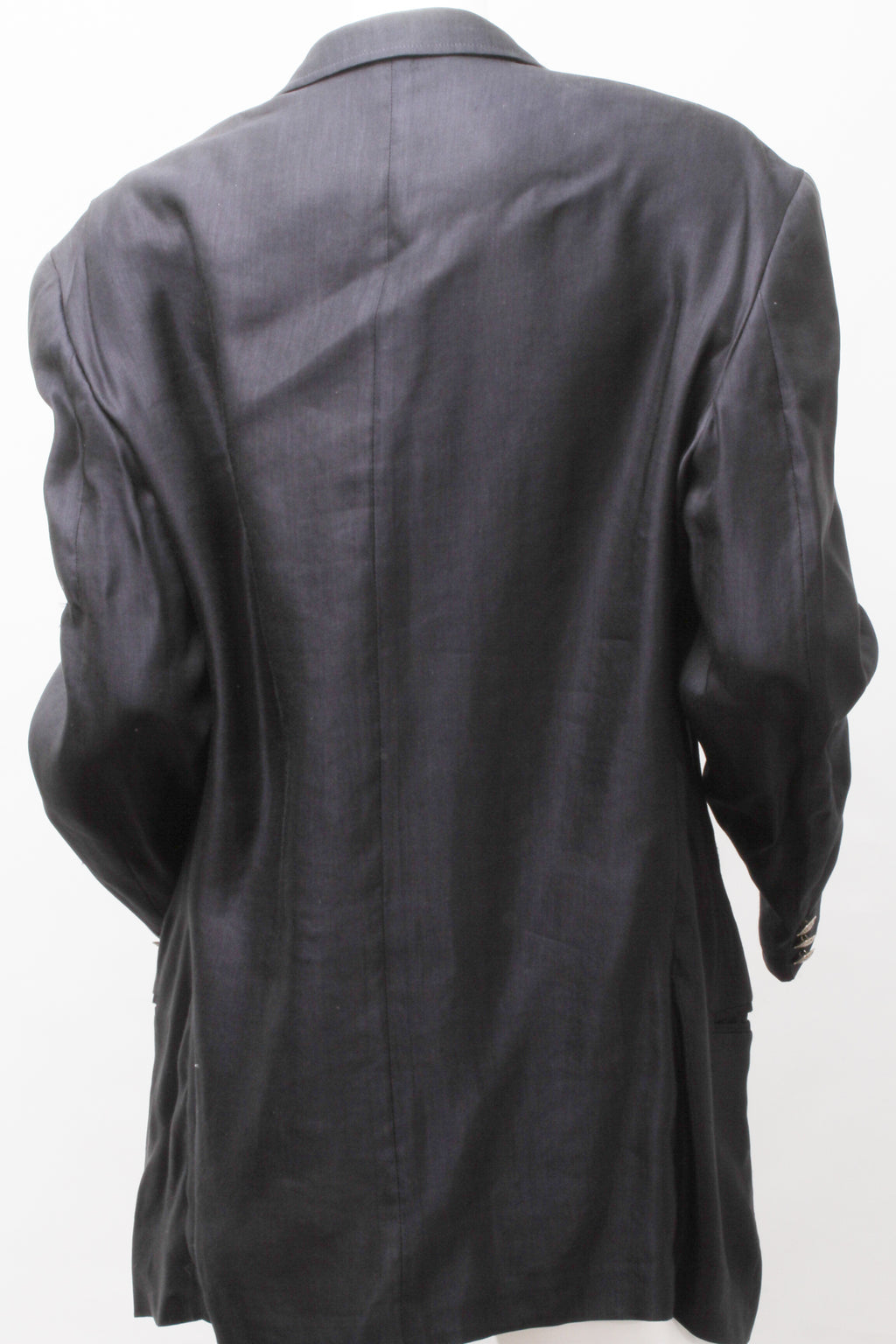 VERSACE, Jeans Couture, Black Linen Blend, Silver Tone Metal Medusa Buttons