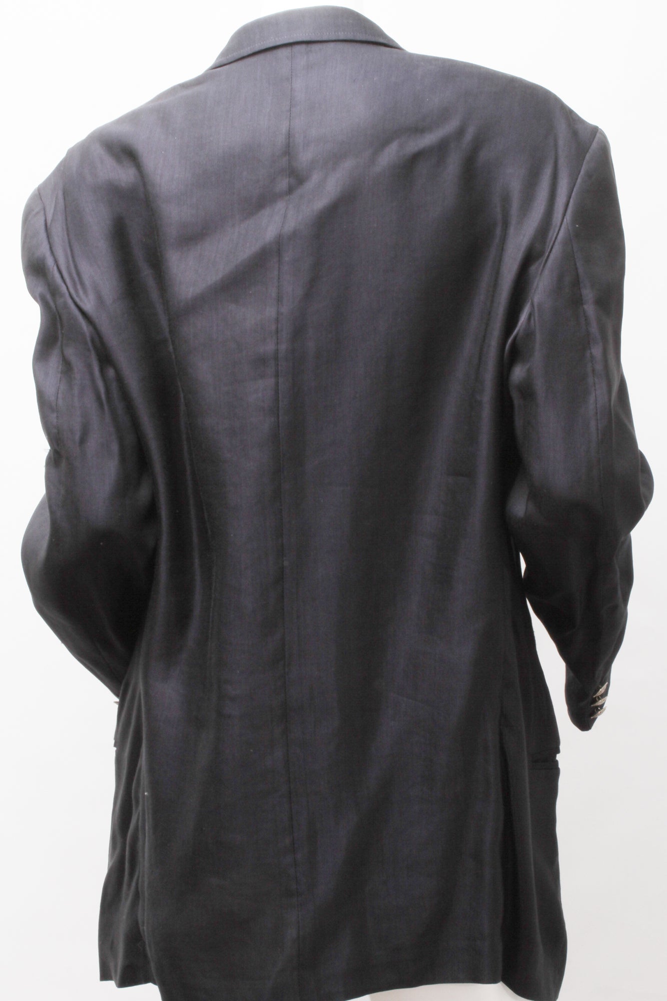 VERSACE, Jeans Couture, Black Linen Blend, Silver Tone Metal Medusa Buttons