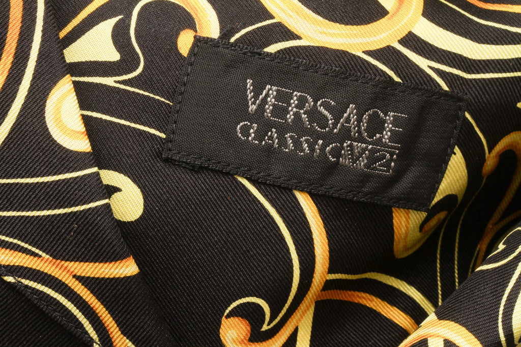 VERSACE Classic V2, Made In Italy, 100% Silk, Versace Baroque Print, Short Sleeve, Button Up