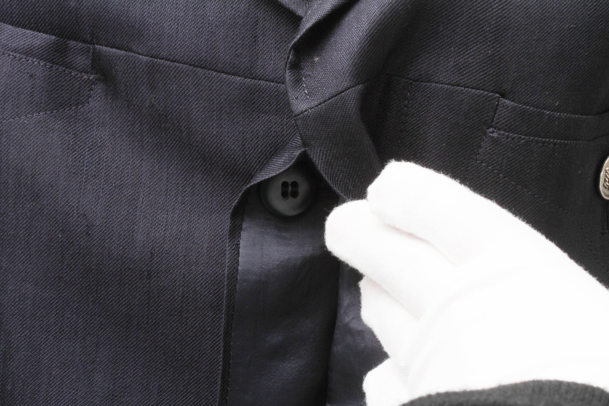 VERSACE, Jeans Couture, Black Linen Blend, Silver Tone Metal Medusa Buttons