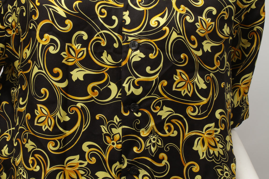VERSACE Classic V2, Made In Italy, 100% Silk, Versace Baroque Print, Short Sleeve, Button Up