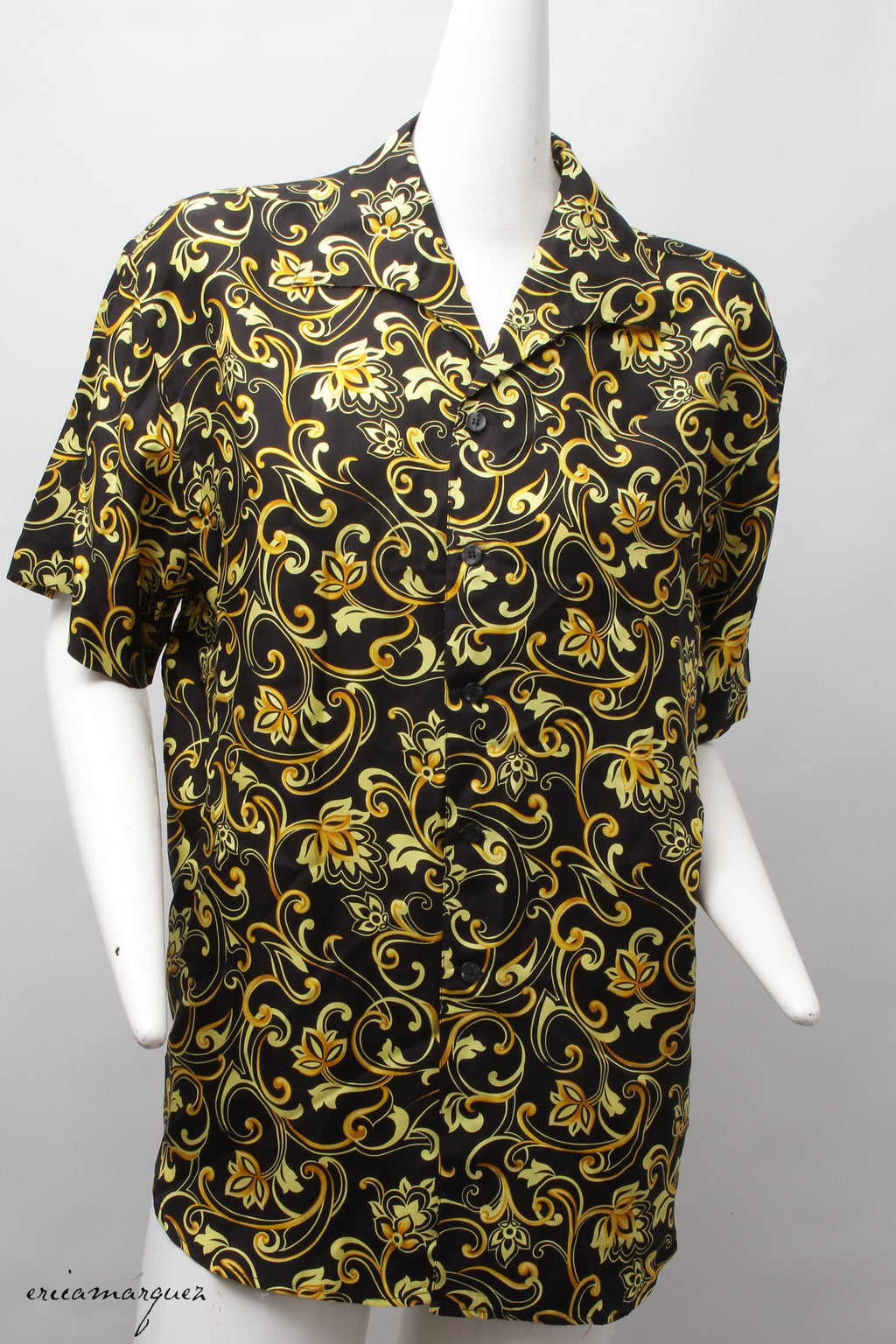 VERSACE Classic V2, Made In Italy, 100% Silk, Versace Baroque Print, Short Sleeve, Button Up