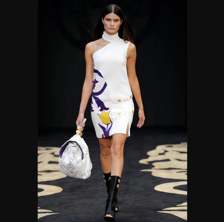 VERSACE tulip dress with gilded buttons, 2011