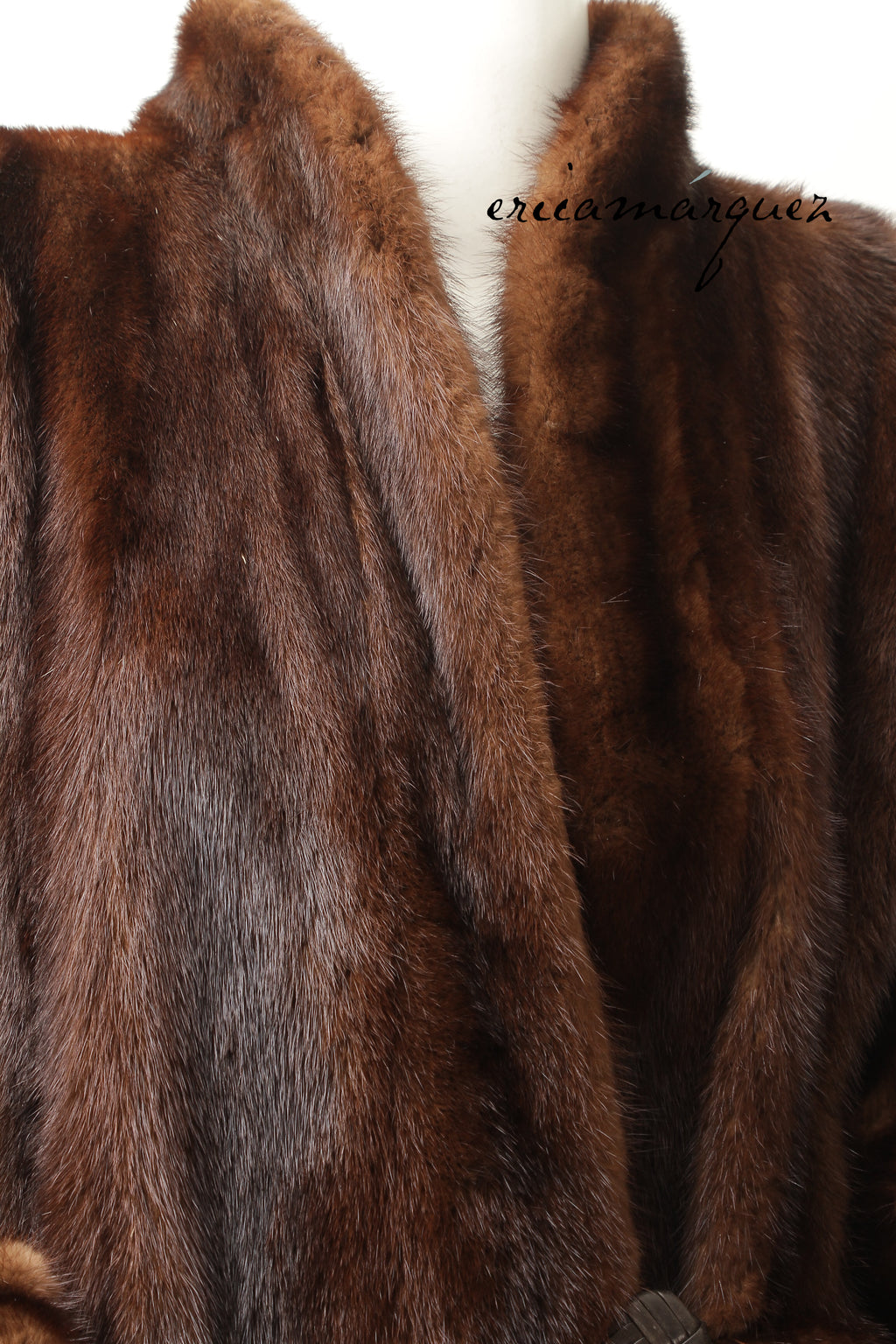 Yves Saint Laurent, Mink Coat with Leather Single Closure with Fringe