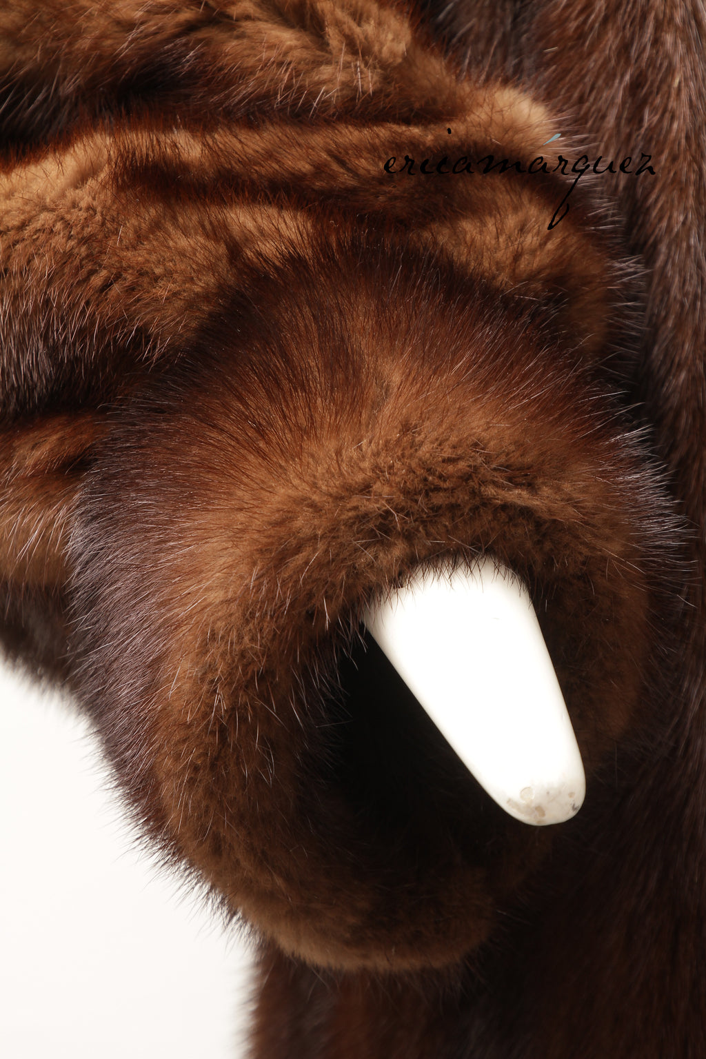 Yves Saint Laurent, Mink Coat with Leather Single Closure with Fringe