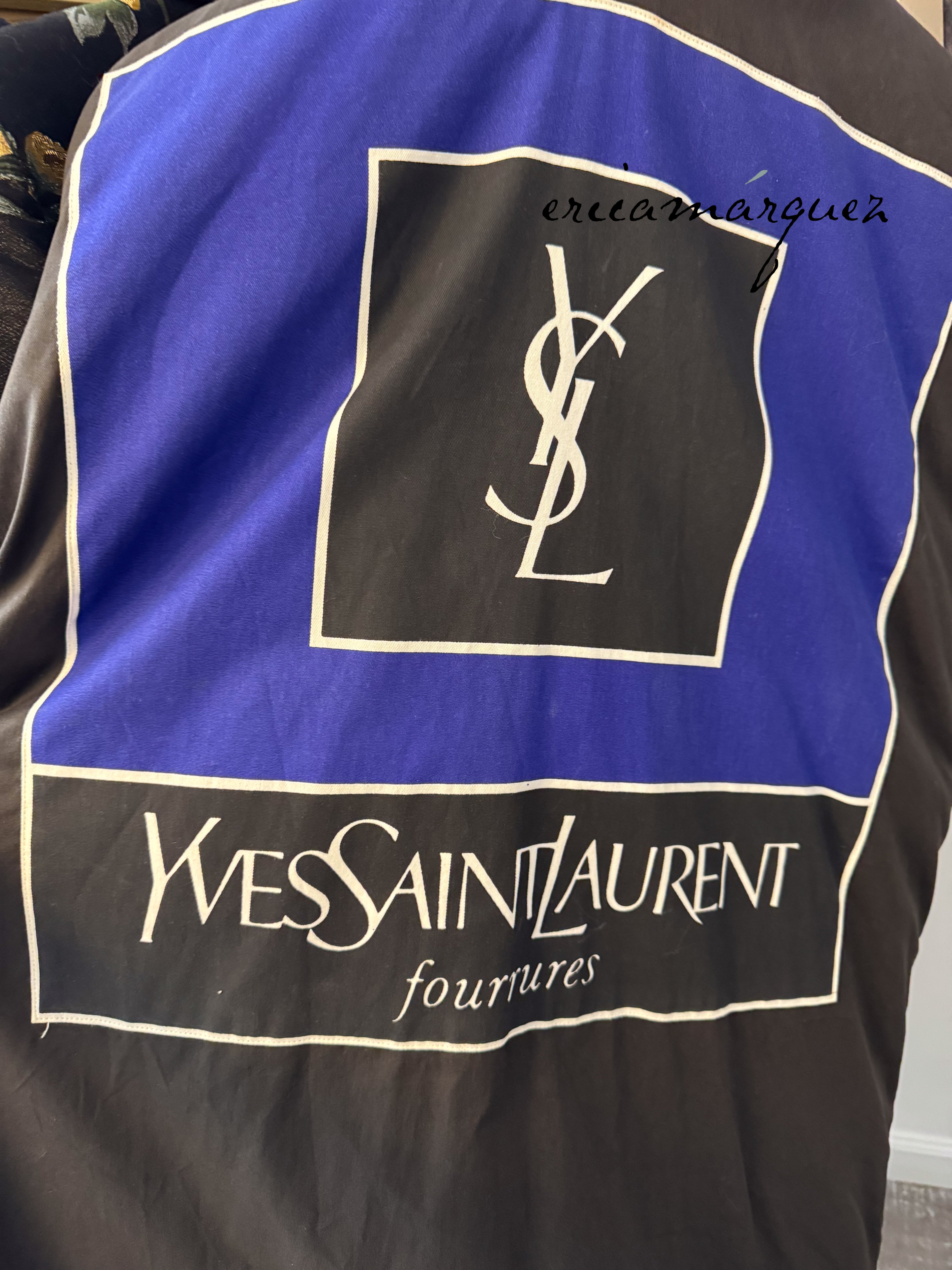 Yves Saint Laurent, Mink Coat with Leather Single Closure with Fringe