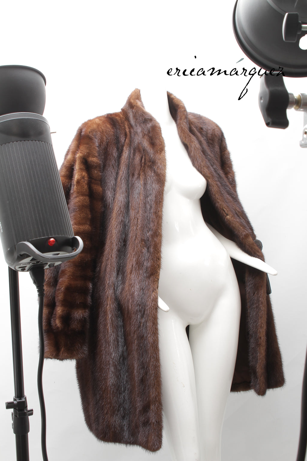 Yves Saint Laurent, Mink Coat with Leather Single Closure with Fringe
