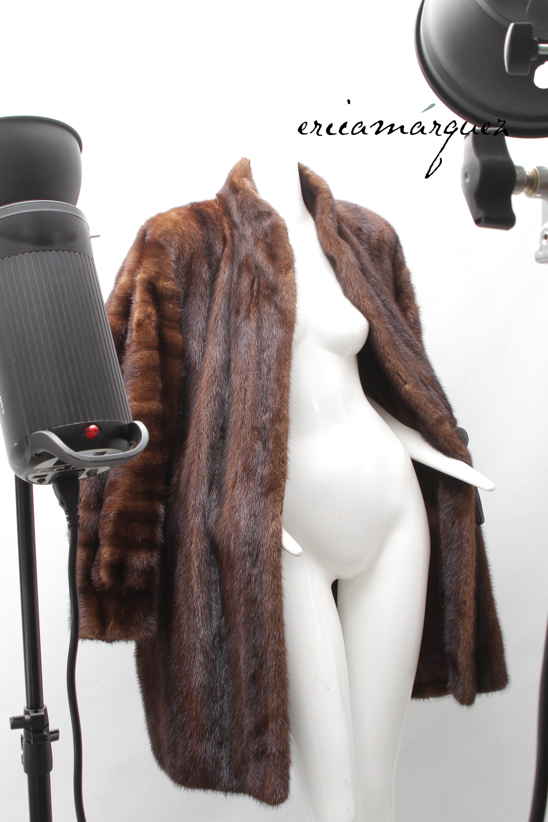 Yves Saint Laurent, Mink Coat with Leather Single Closure with Fringe