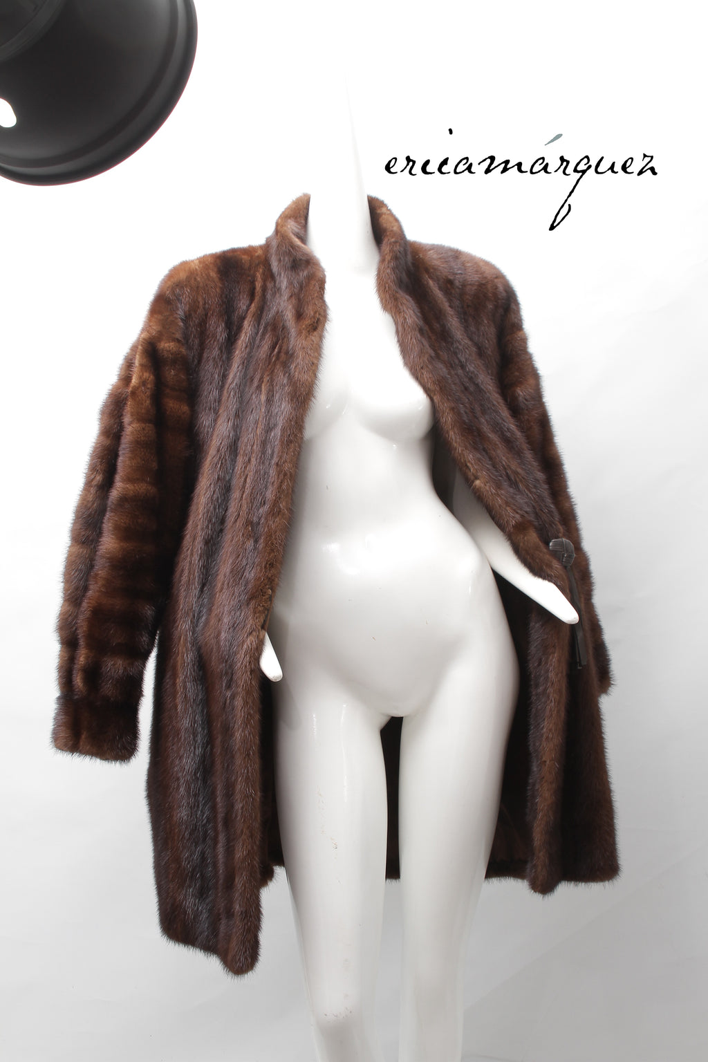Yves Saint Laurent, Mink Coat with Leather Single Closure with Fringe