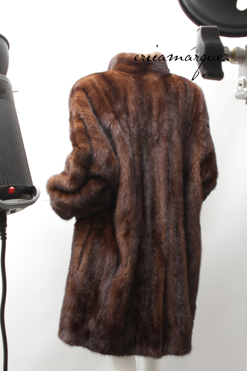 Yves Saint Laurent, Mink Coat with Leather Single Closure with Fringe