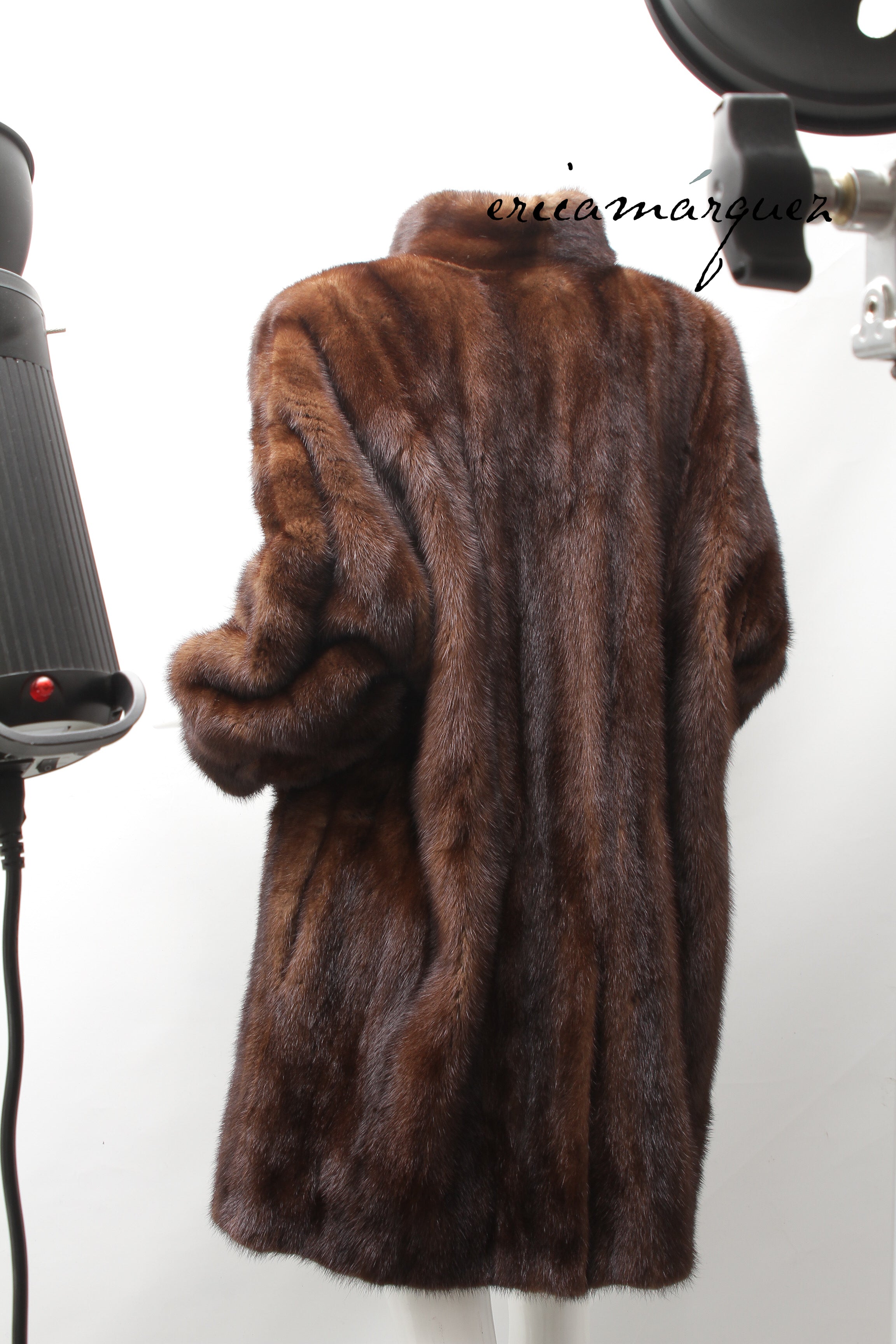 Yves Saint Laurent, Mink Coat with Leather Single Closure with Fringe