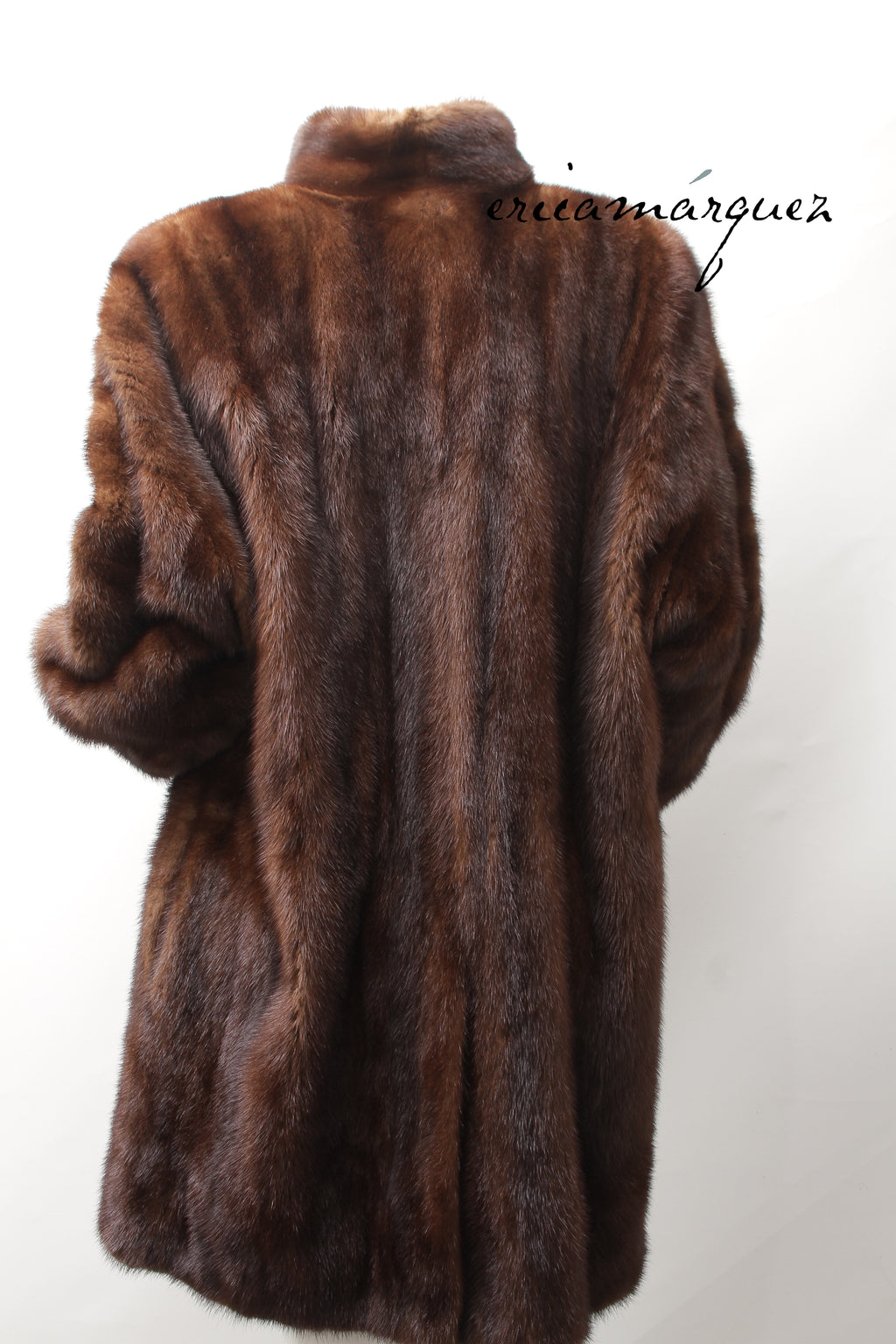 Yves Saint Laurent, Mink Coat with Leather Single Closure with Fringe