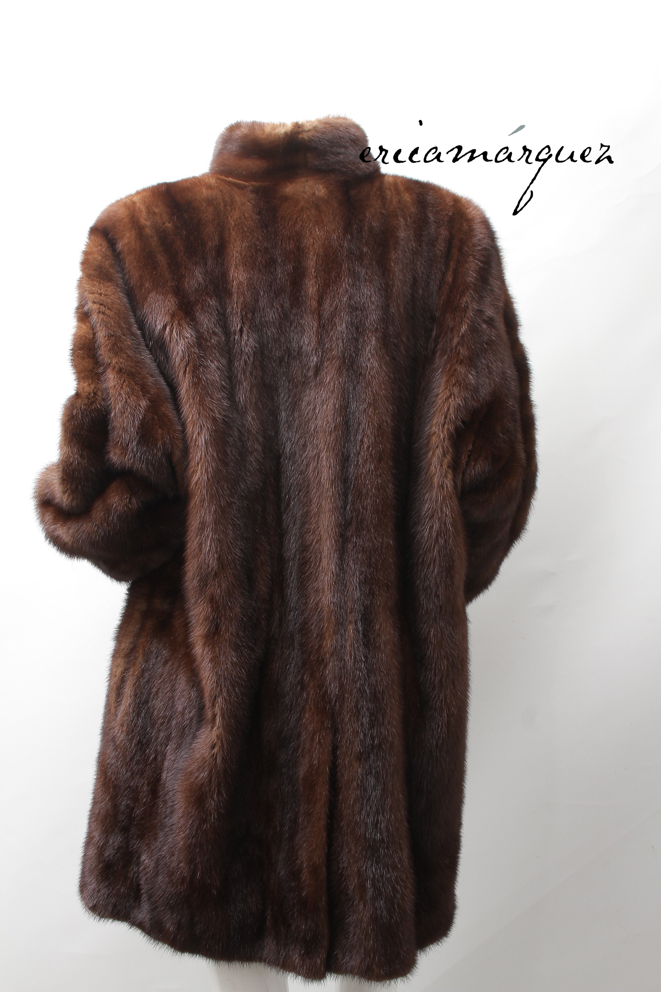 Yves Saint Laurent, Mink Coat with Leather Single Closure with Fringe