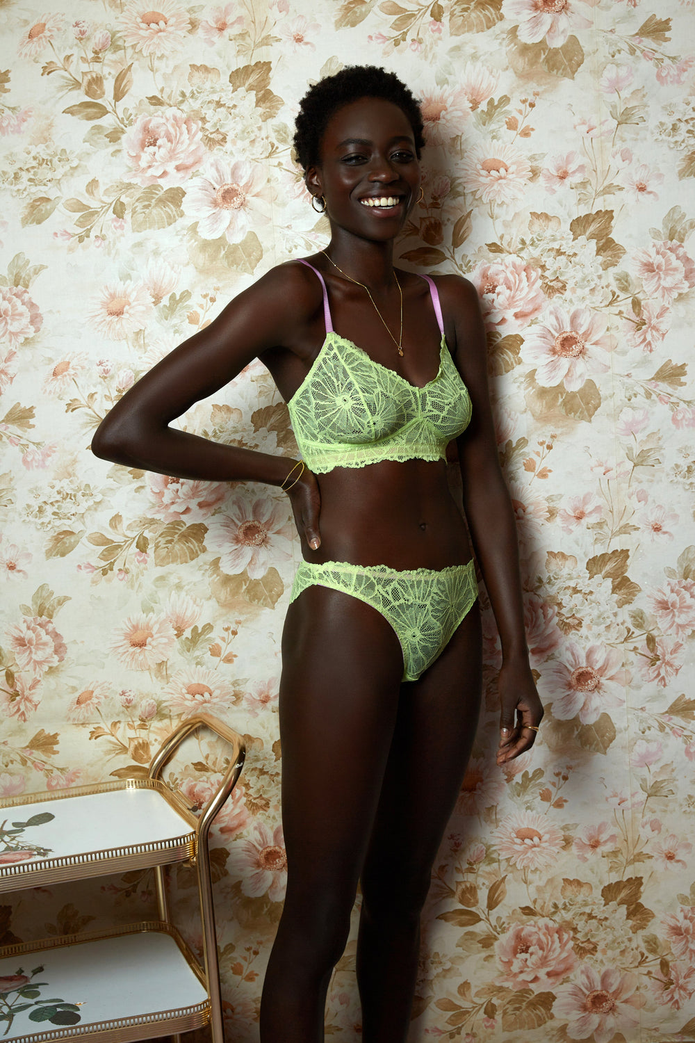 DORA LARSEN Effie Graphic Lace Bralette 36B/C
