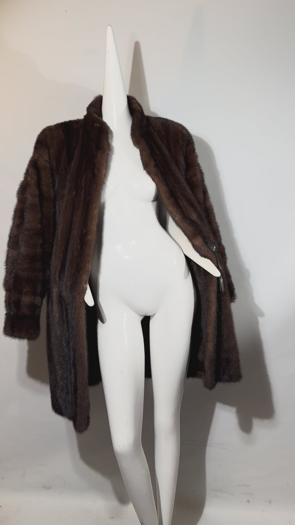 Yves Saint Laurent, Mink Coat with Leather Single Closure with Fringe