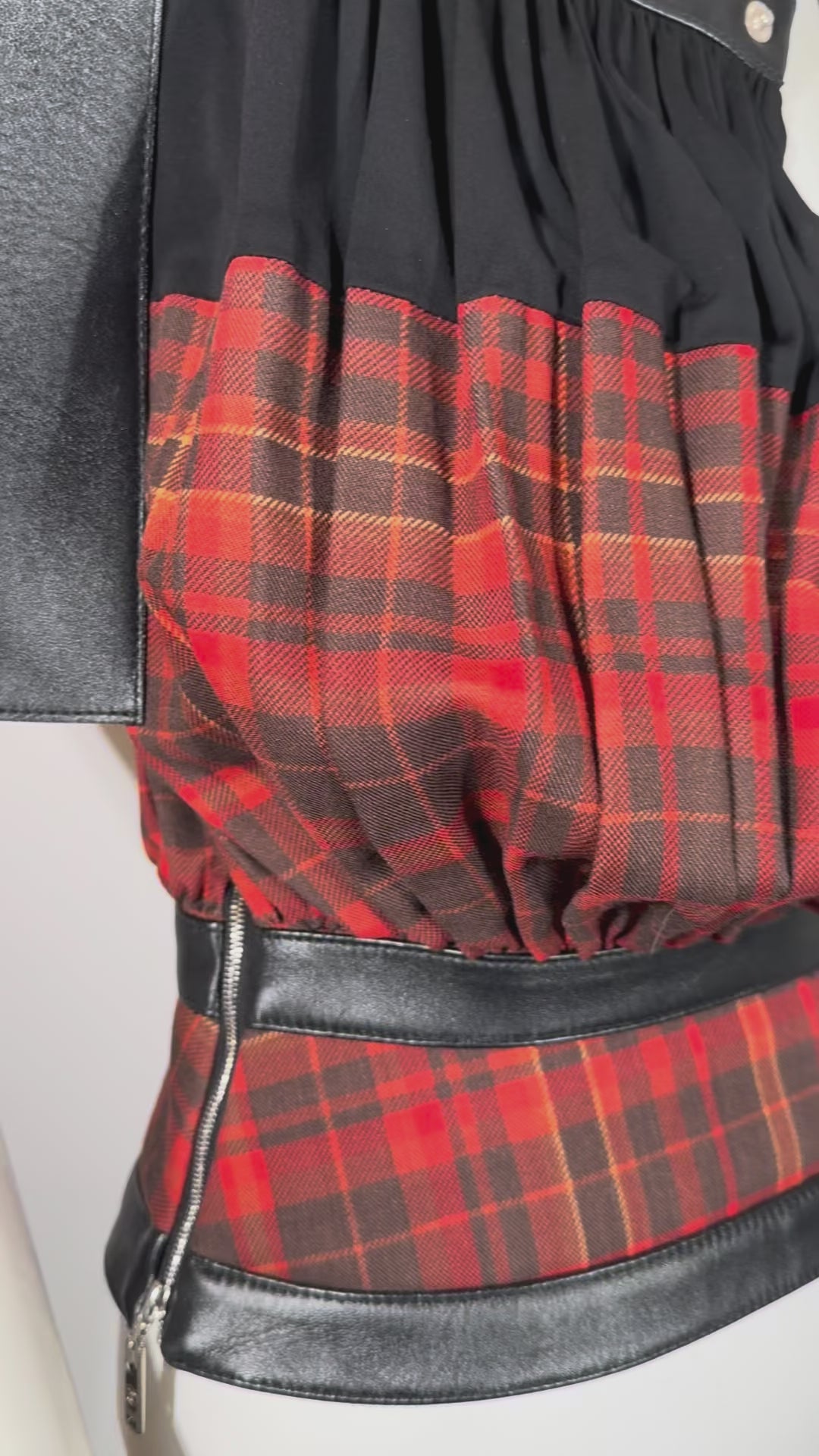 LOUIS VUITTON, blouse by Nicolas Ghesquière, Leather, Wool and Silk Plaid, F/W 2019