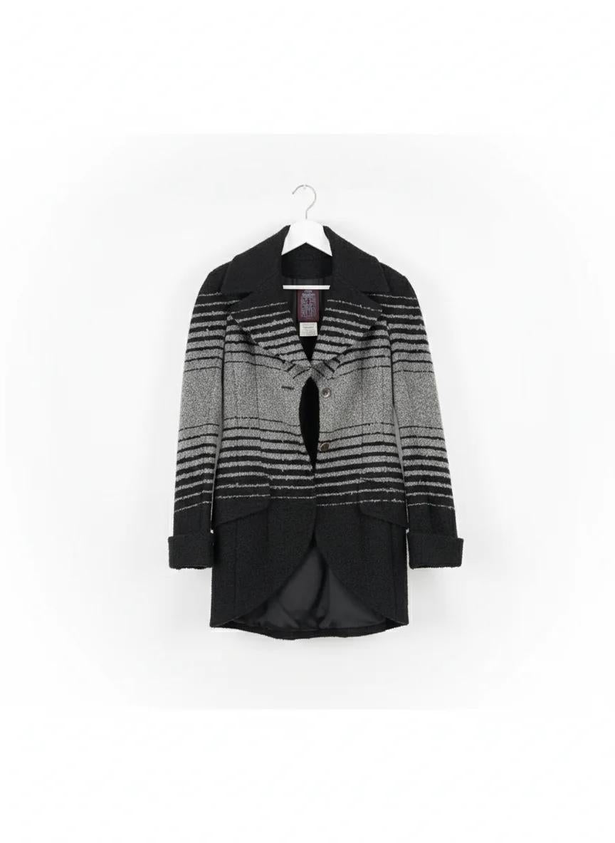 JOHN GALLIANO, Black and grey stripe mohair wool dovetail three-button jacket