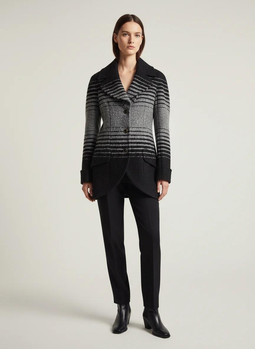 JOHN GALLIANO, Black and grey stripe mohair wool dovetail three-button jacket